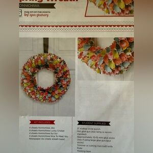Konichiwa Floral Paper Wreath - Coral, Lime & Soft Blue